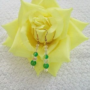 Chic Green and Crystal Earrings